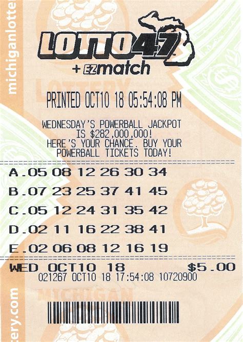Match all 65 winning draw numbers to claim the jackpot. . Lotto 47 michigan